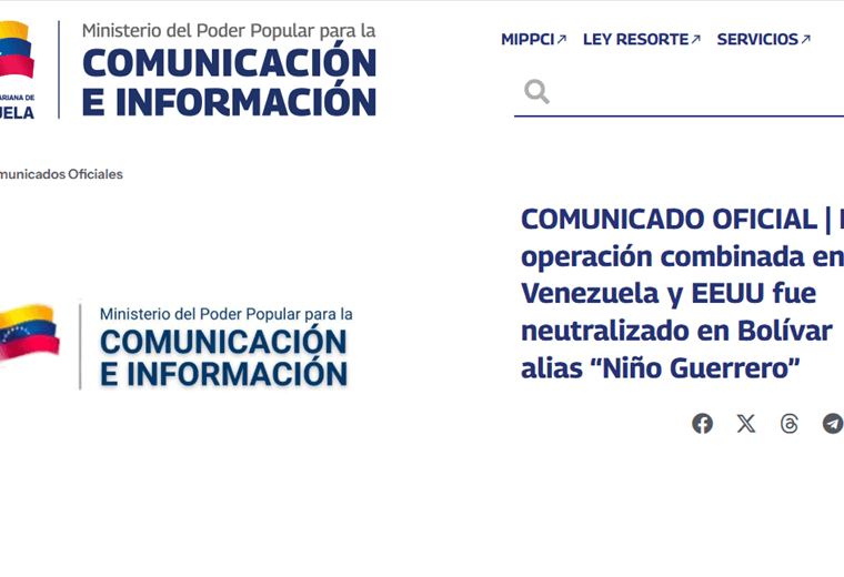 Venezuela confirma muerte del jefe de la banda Tren de Aragua en "operación combinada" con EE. UU.