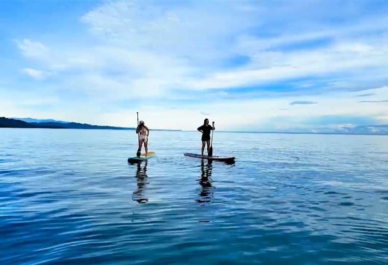 Puerto Viejo al amanecer: una ventana al mar que se descubre sobre una tabla de paddle