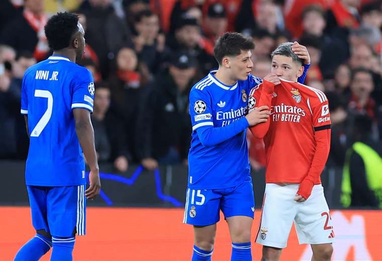 Vinicius y Prestianni, Real Madrid vs Benfica/AFP